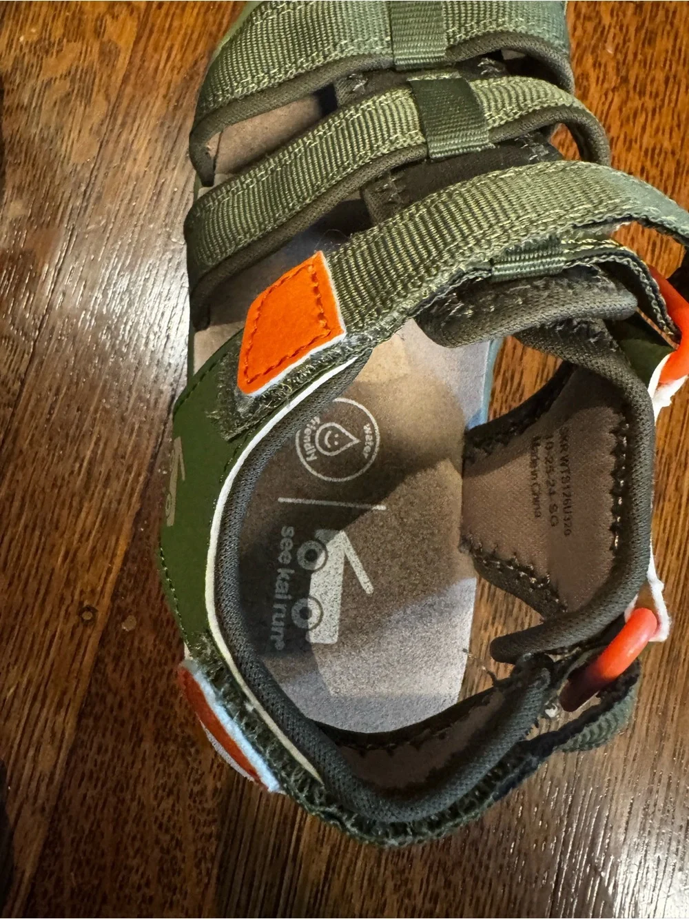 See Kai Run Olive Green & Orange Accent Kids Sandals